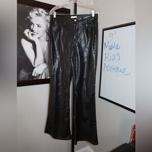 Altar’d State Black Faux Leather Flare High Rise Pants